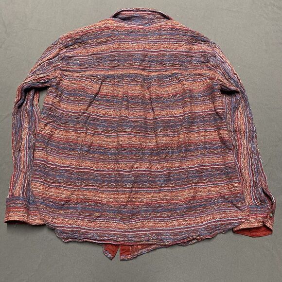 Anthropologie Pilcro Button Up SZ L Abstract Metallic Red Orange Long Sleeve - Picture 8 of 8